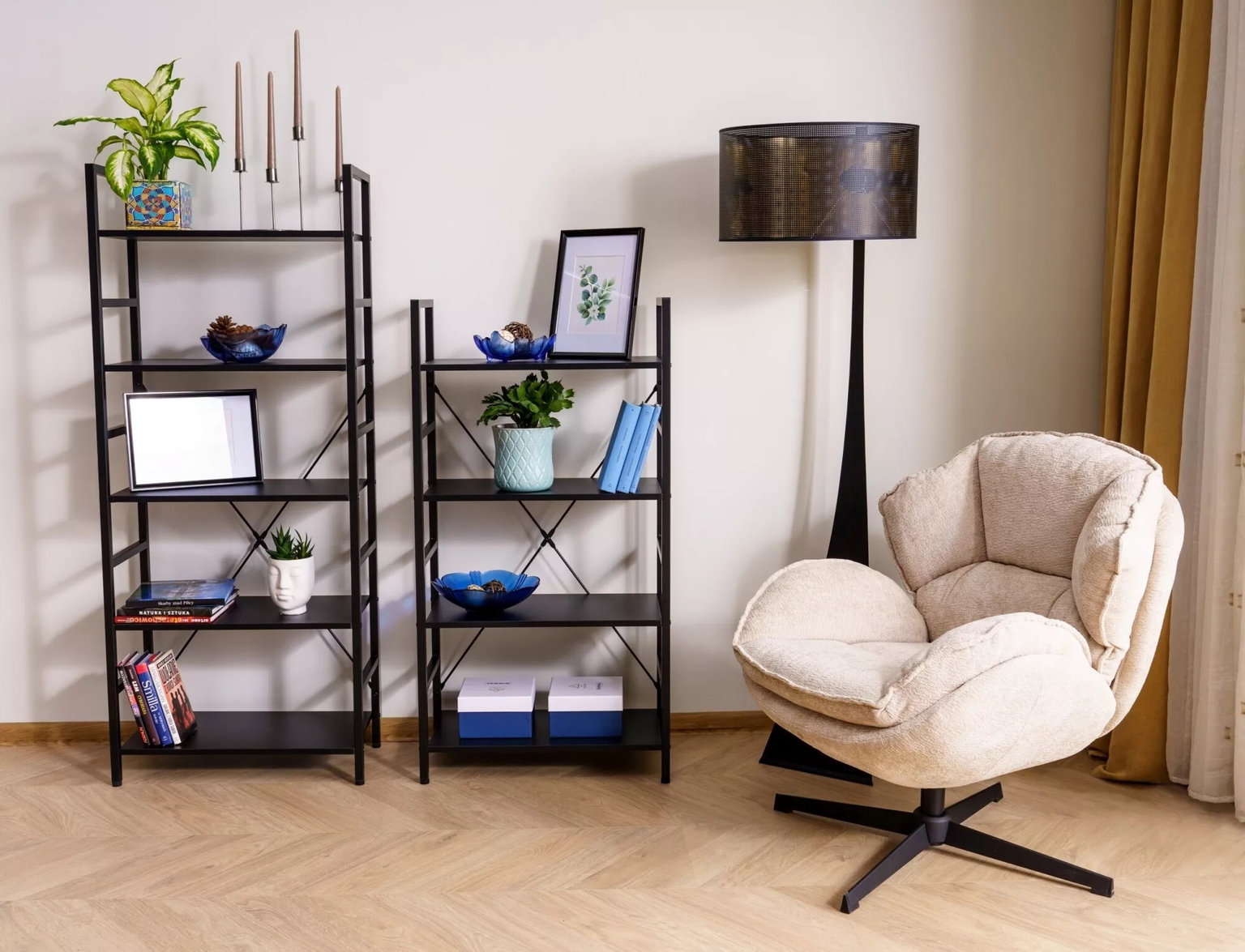 Pastatoma lentyna Loft R4, 60x30x115 cm, juoda - 6