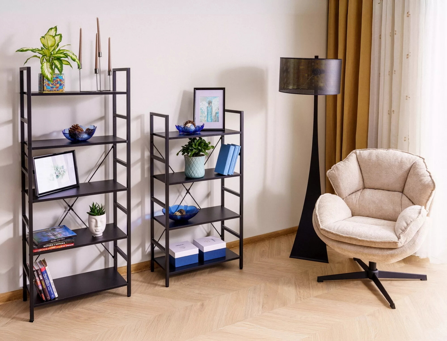 Pastatoma lentyna Loft R4, 60x30x115 cm, juoda - 3