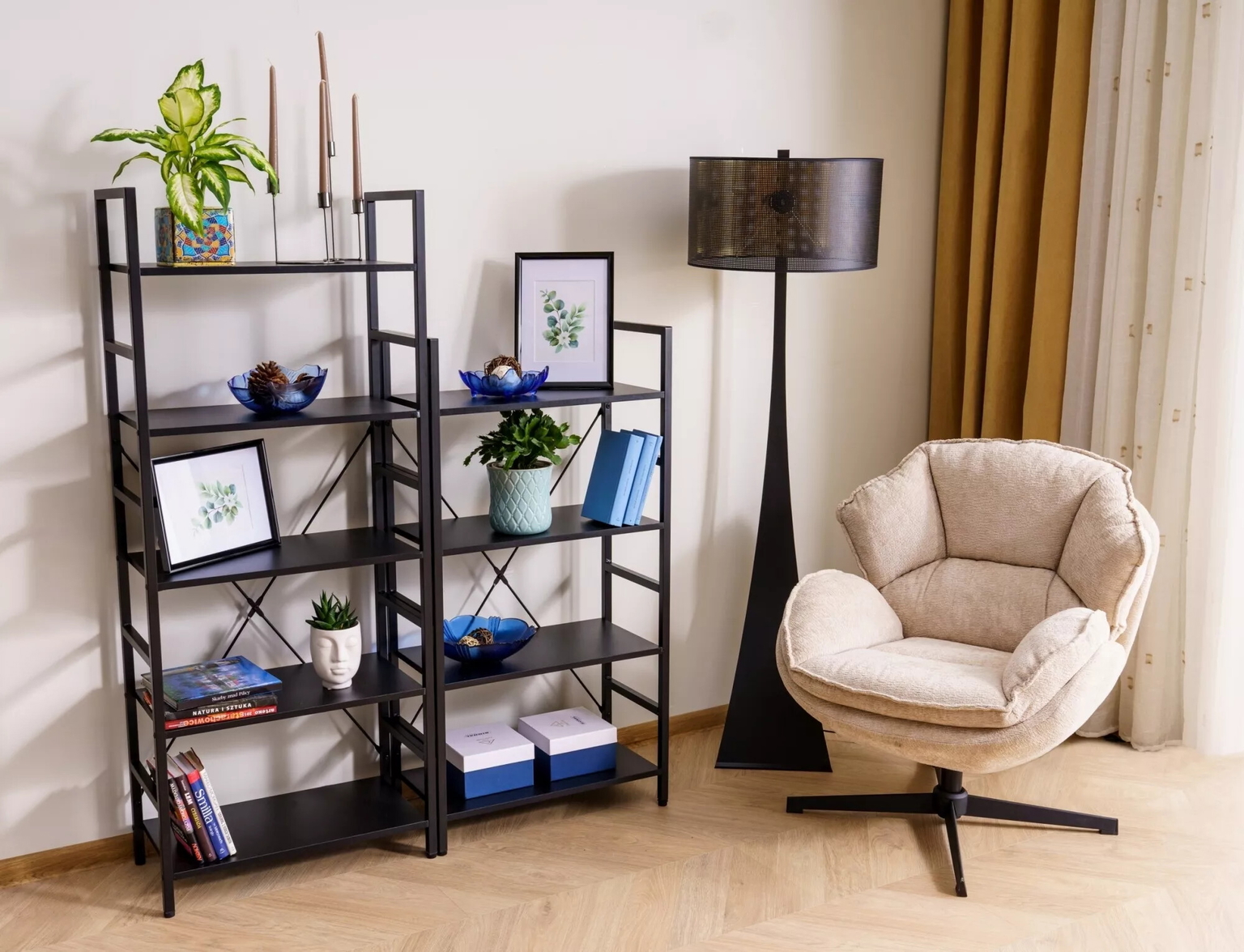 Pastatoma lentyna Loft R4, 60x30x115 cm, juoda - 4