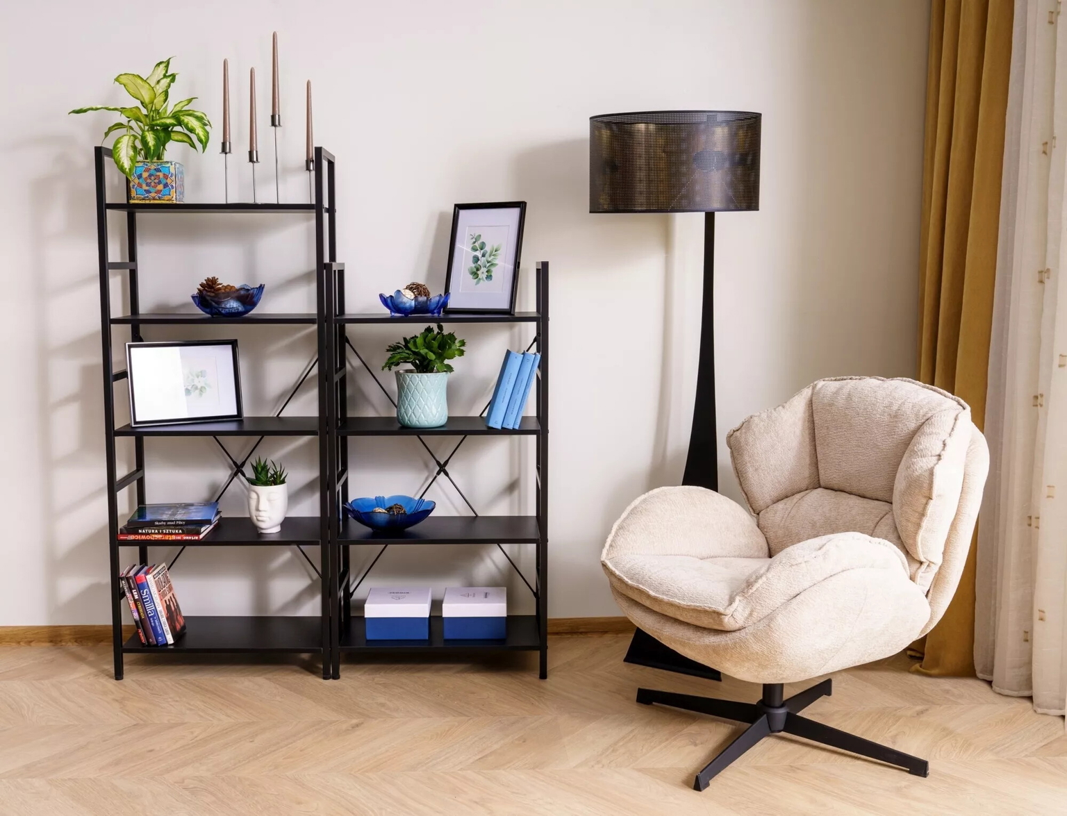 Pastatoma lentyna Loft R4, 60x30x115 cm, juoda - 5