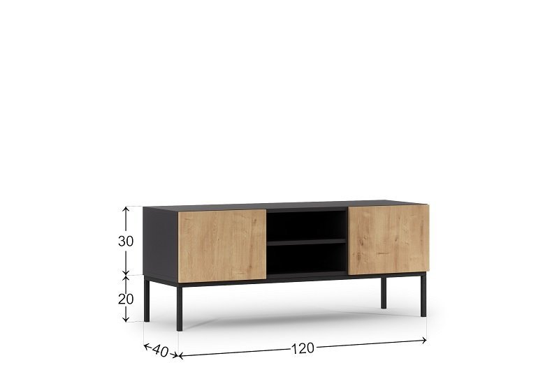 TV staliukas Lanzzi 120 cm, ąžuolo/juoda - 4