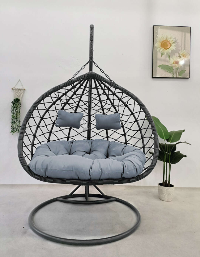 Pakabinamas krėslas, apvalus, dvivietis, juodos sp., 200 x 120 cm-0