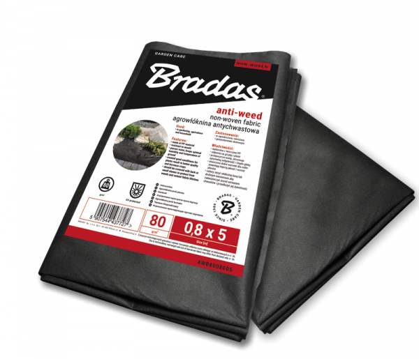 Agrotekstilė nuo piktžolių Bradas, 80 g/m², 1 x 5 m, neaustinė, juoda - 1