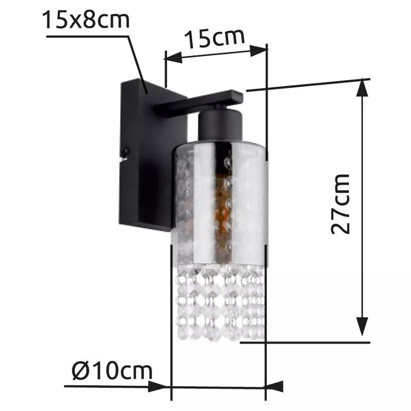 Sieninis šviestuvas GLOBO BACKEY, 1 x E27, 15W, 10 x 27 x 15 cm - 3