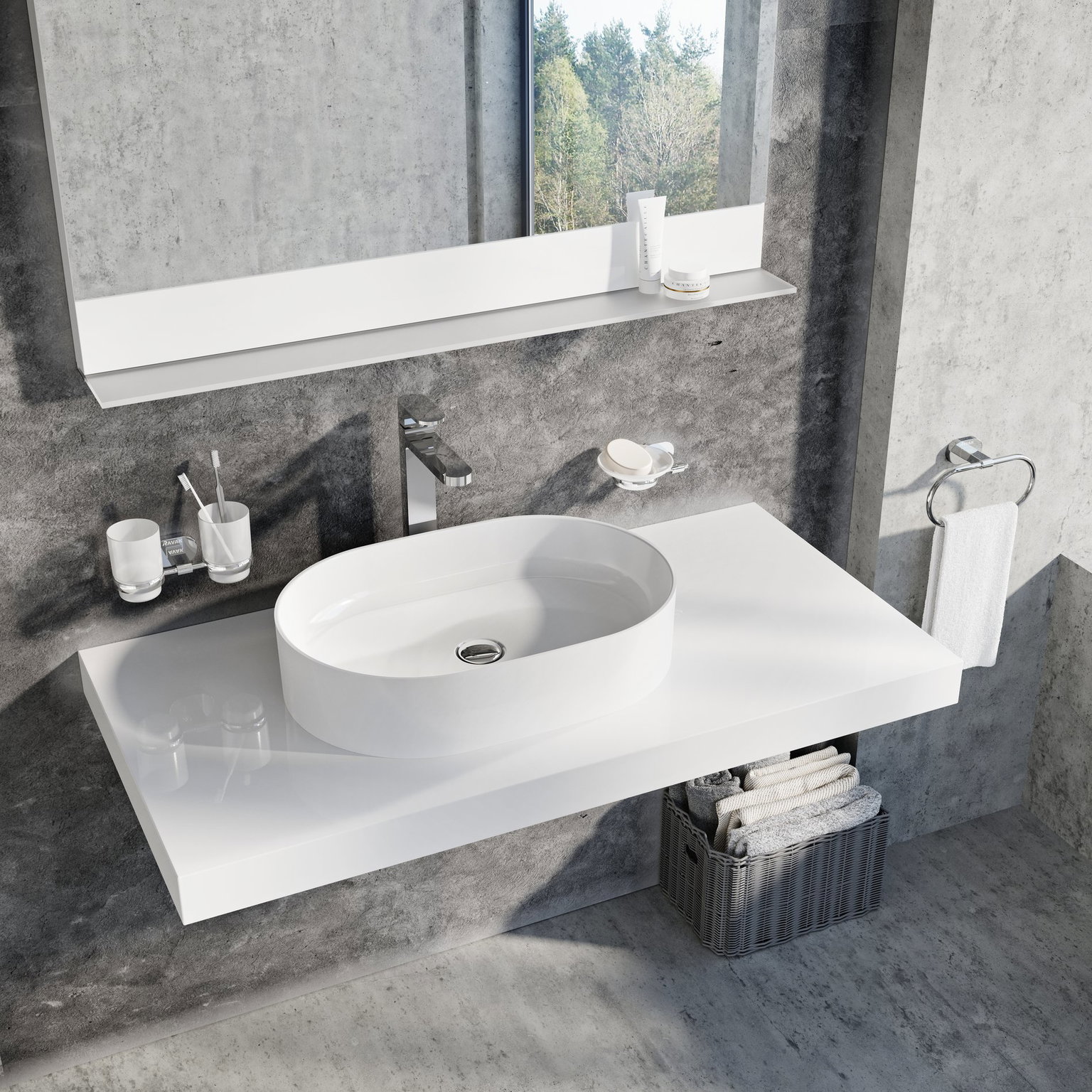 Keraminis praustuvas Ceramic Slim O, baltas - 3