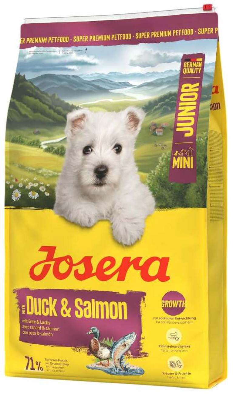 Sausas šunų ėdalas JOSERA Mini Junior, su antiena ir lašiša, 3 kg - 1