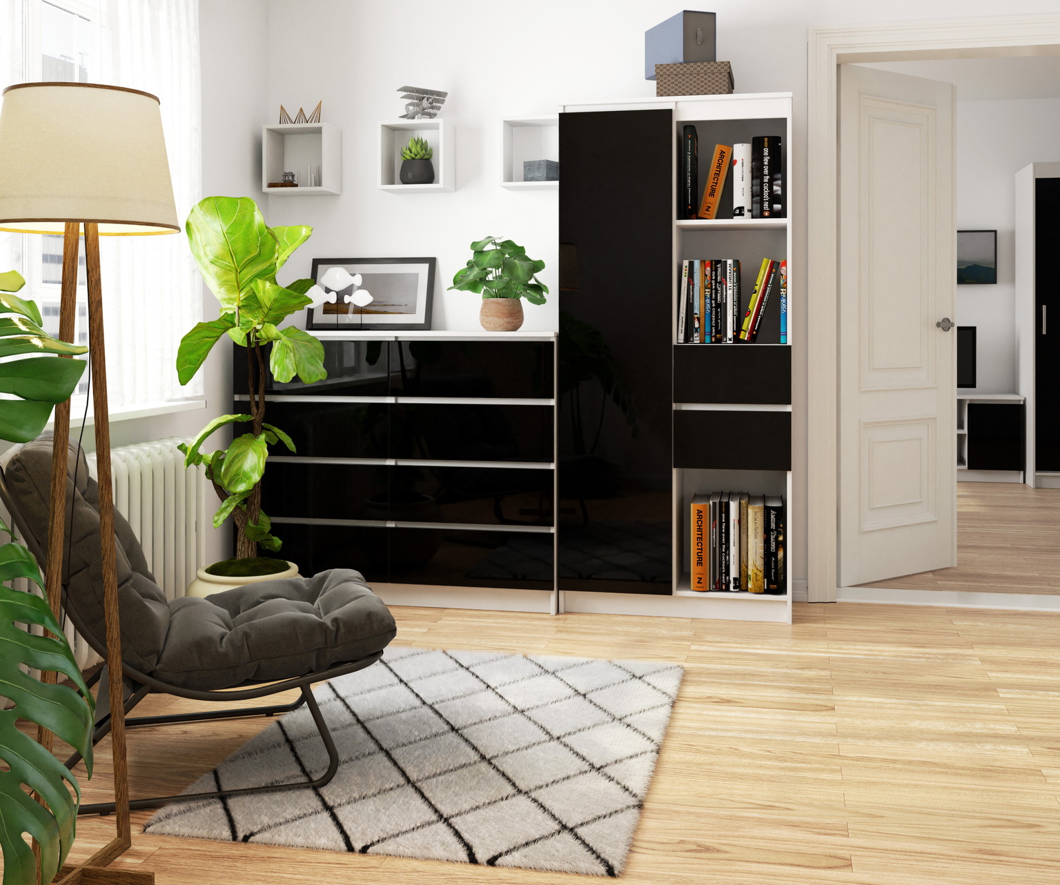 Lentyna CLP R80 R15, balta/juoda blizgi - 5