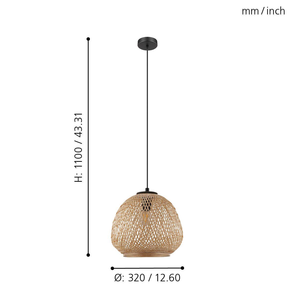 Pakabinamas šviestuvas EGLO Dembleby, 1 x E27, 40W, juodos/ medžio sp., ø32 x h110 cm - 4