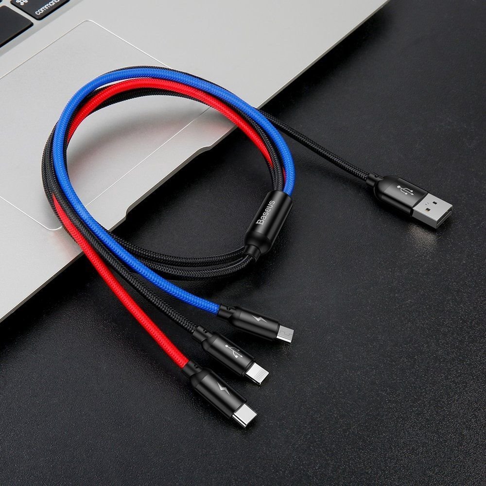 Kabelis USB2.0 A kištukas ir 3 kištukai Baseus CAMLT-BSY01 - 2
