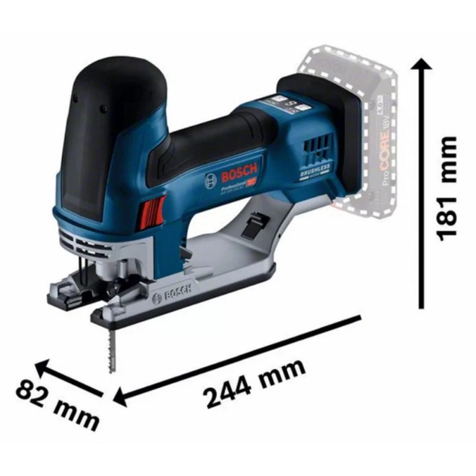 Akumuliatorinis siaurapjūklis BOSCH PRO GST 18V-155 SC solo, 18V (be akum.) - 3
