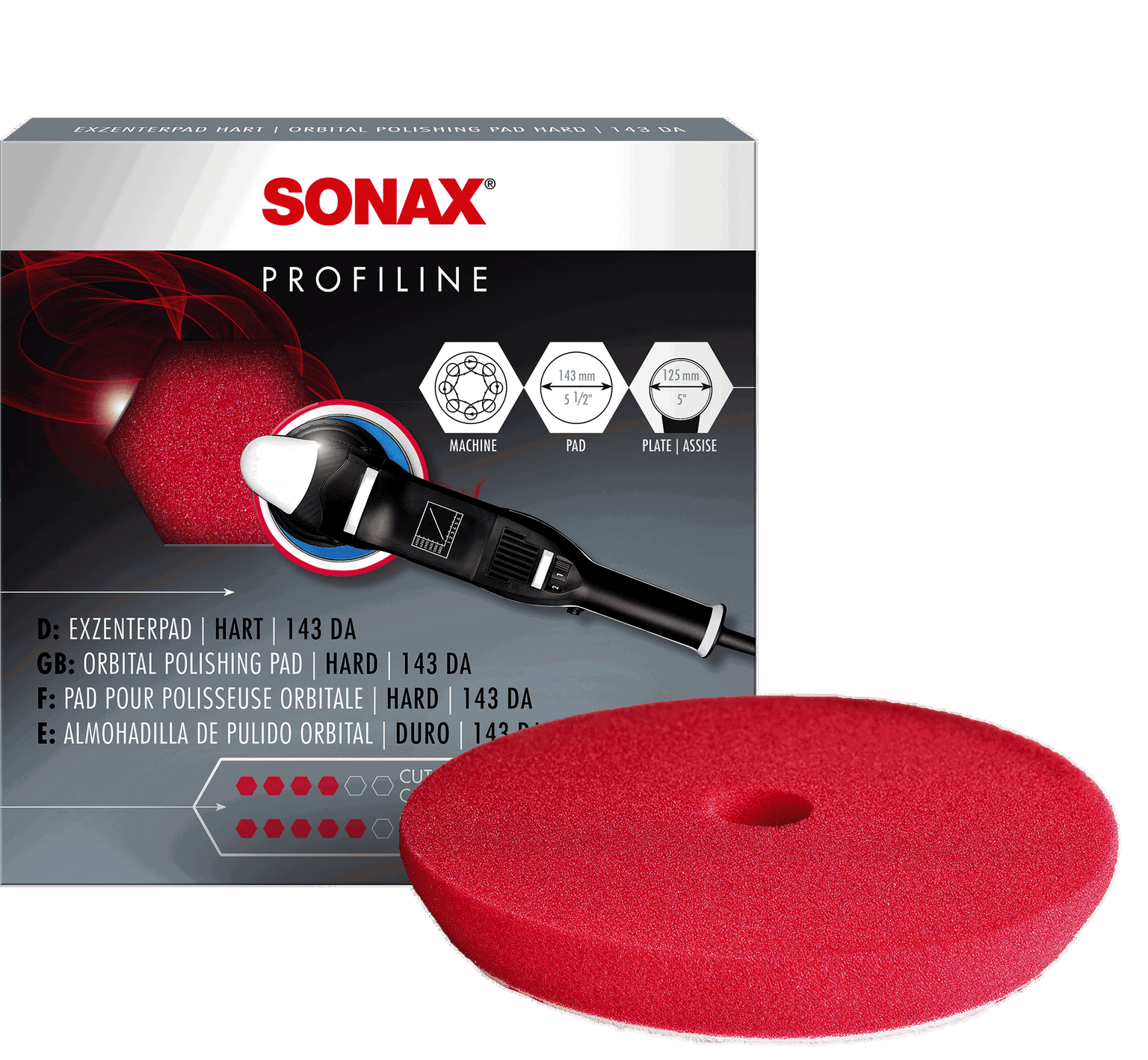 Kietas poliravimo padas orbitinei mašinėlei SONAX, DA 143mm-0