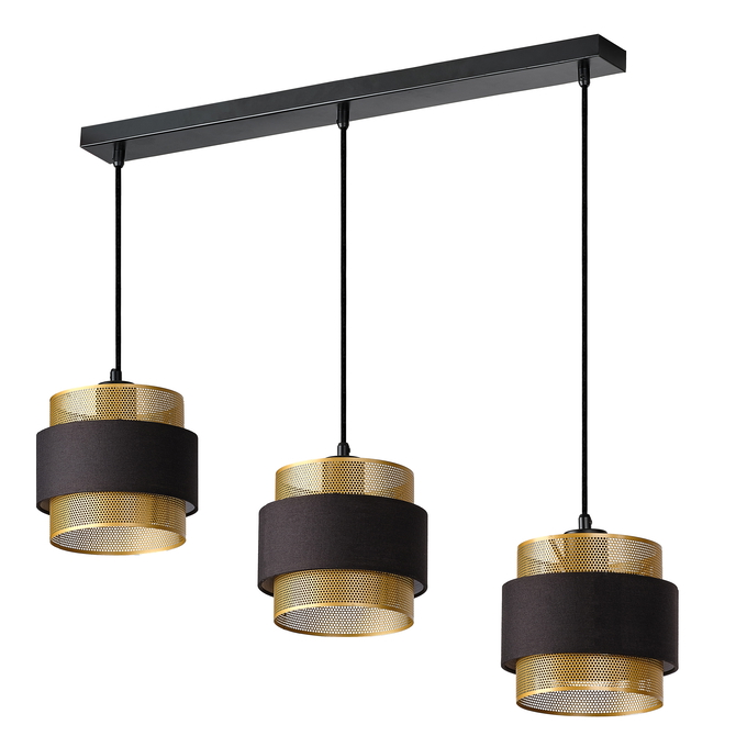 Pakabinamas šviestuvas OSRAM HORNET PENDANT LINEAR 3xE27 10W juodos/aukso sp, 78x150cm-0