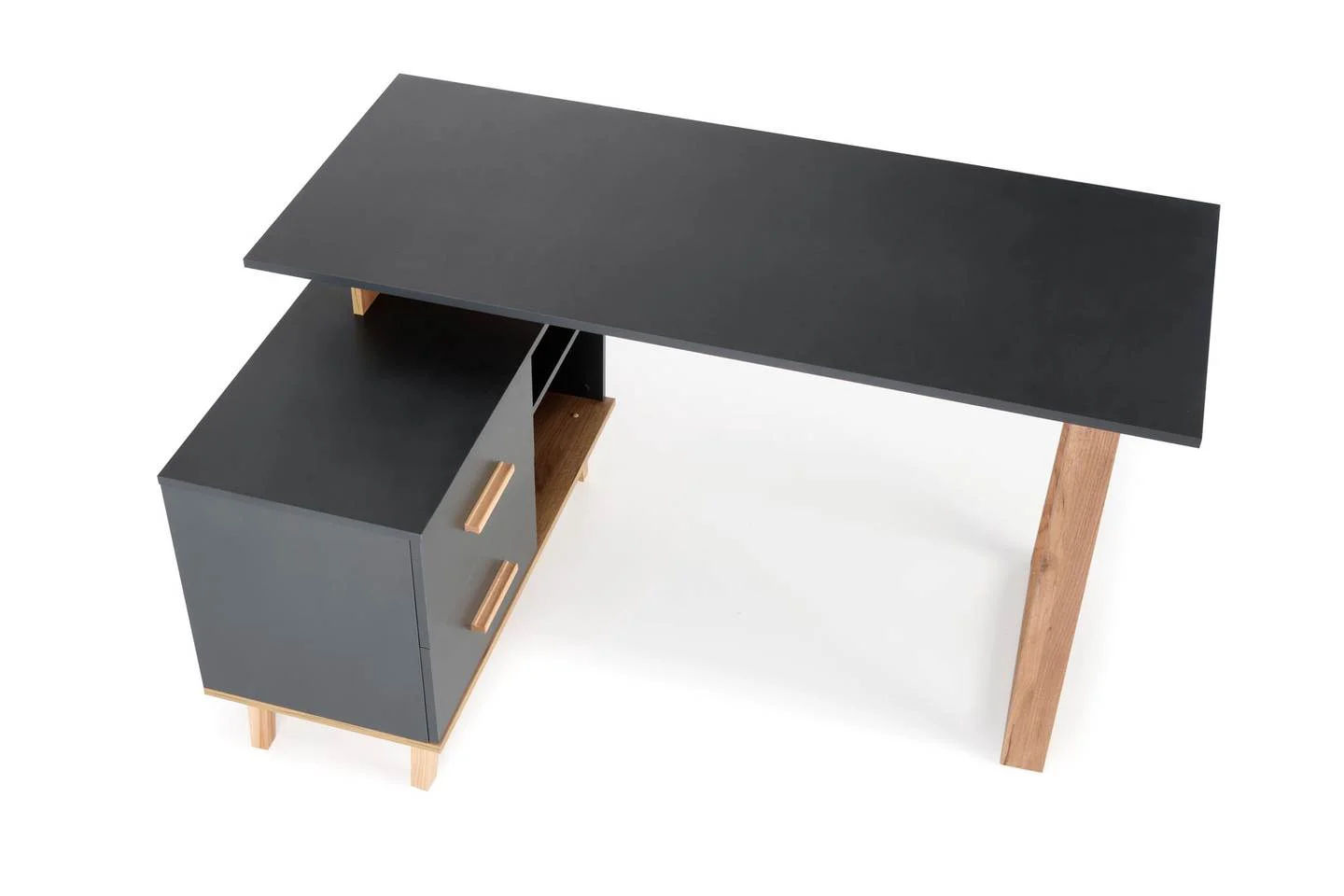 Rašomasis stalas su stalčiais, 134 cm x 60 cm, 78 cm, ąžuolo sp./tamsiai pilka sp. - 3
