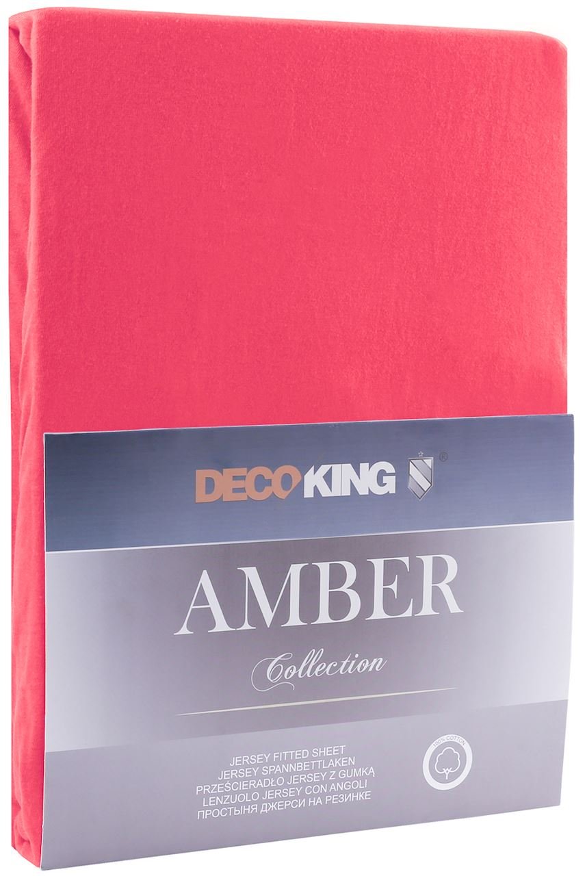 Jersey paklodė su guma Decoking AMBER Red, 90x200 cm