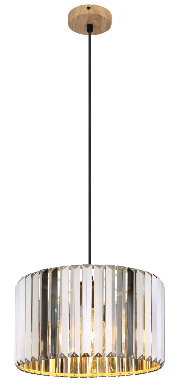 Pakabinamas šviestuvas GLOBO RUN, 1 x E27 max 60W, dūmų spalvos K5 kristalai, ø13,5x120cm-0