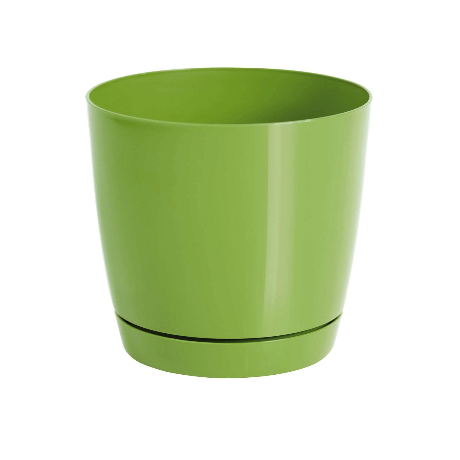 Plastikinis vazonas Coubi Round P, žalios sp., 13,5 x 12,4 cm