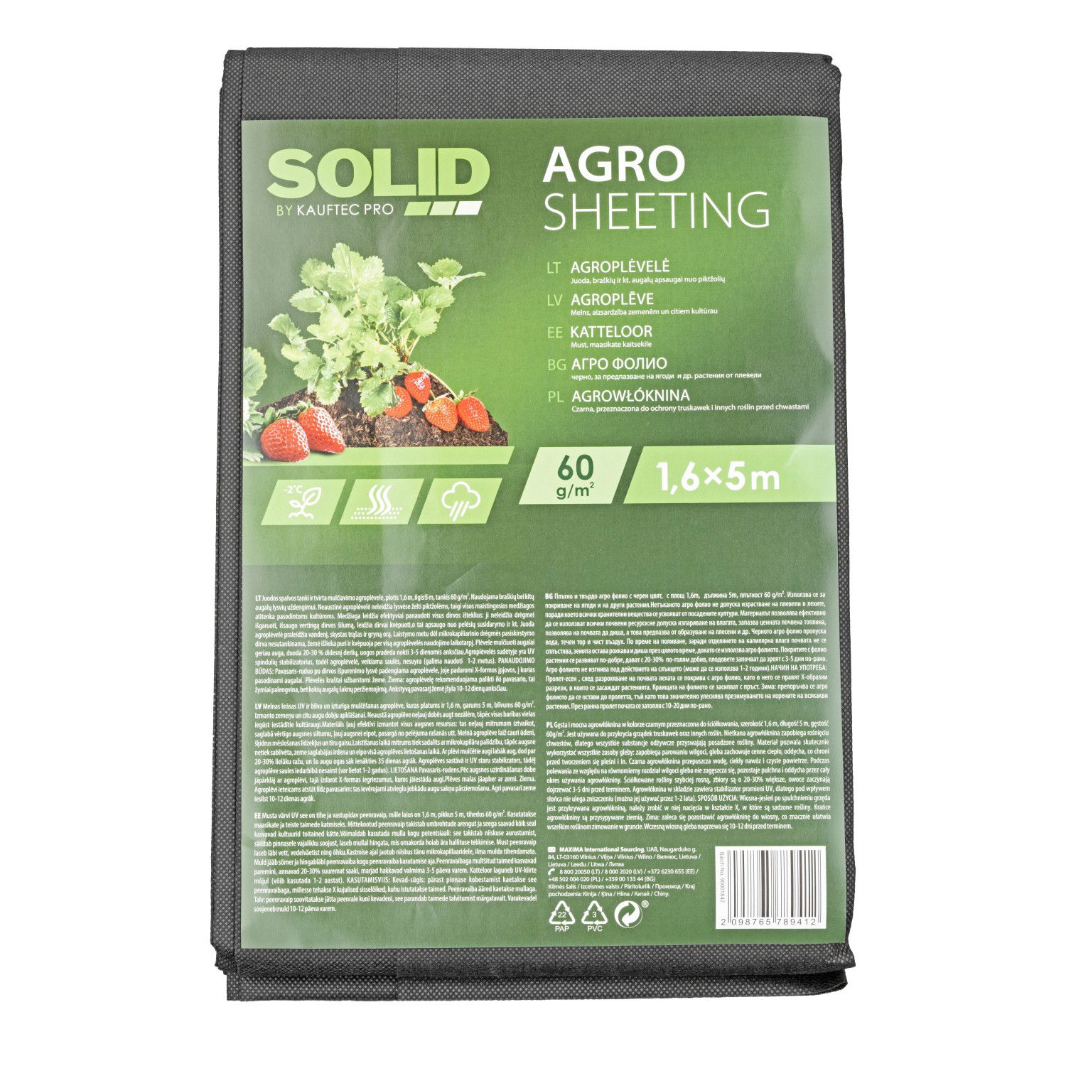 Agroplėvelė SOLID, juodos sp., 60 g/m2, 1,6 x 5 m-1