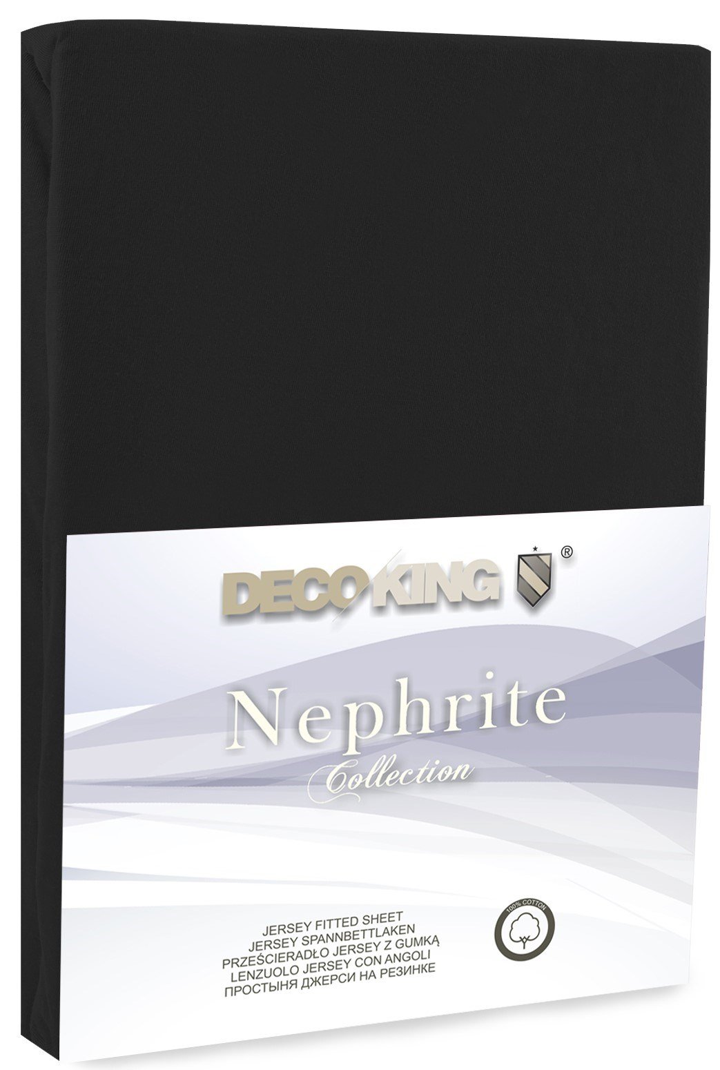 Jersey paklodė su guma Decoking NEPHRITE Black, 90x200 cm - 1