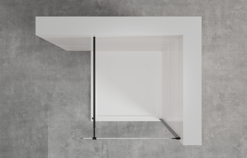 Dušo sienelė WALK IN II, skaidrus stiklas 8 mm, juodos sp. rėmas, 80 x 200 cm - 5
