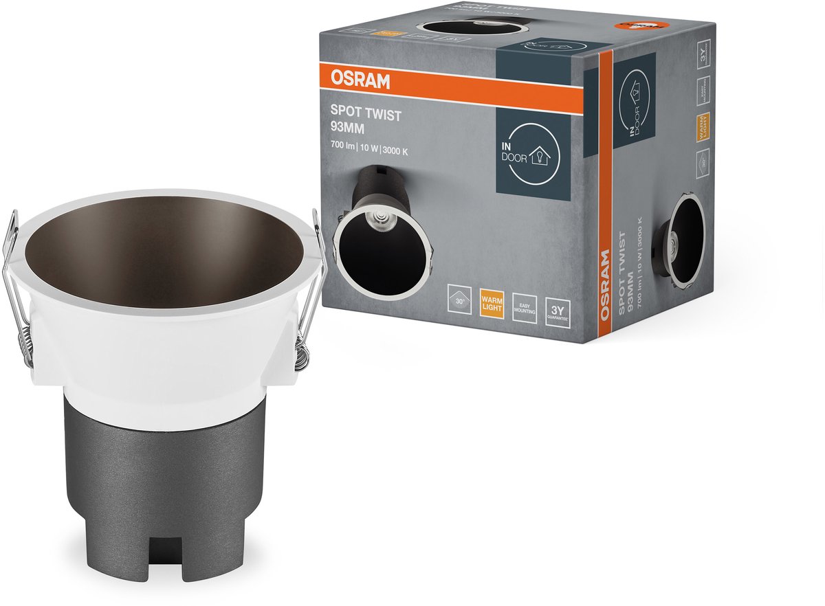 Įleidžiamas LED šviestuvas OSRAM SPOT TWIST, IP20 10W 3000K 700lm, juodos sp., ø9,3cm-1