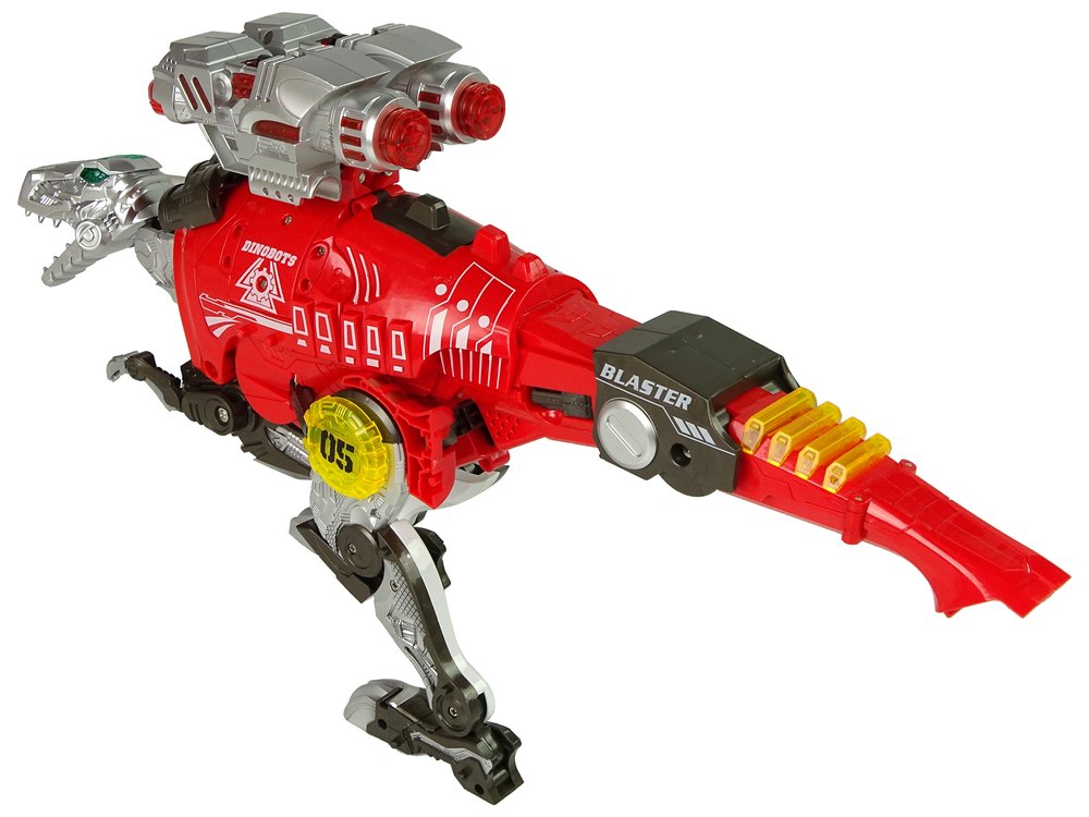 Transformeris dinozauras Dinobots 2in1 su šaudymo funkcija, raudonas - 7