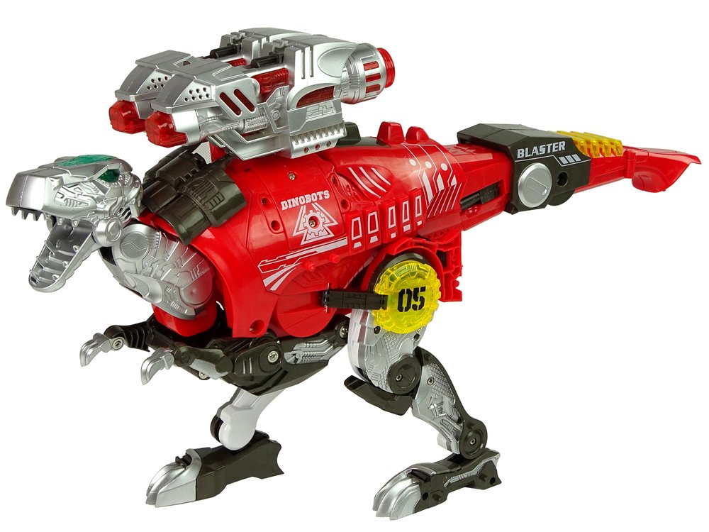 Transformeris dinozauras Dinobots 2in1 su šaudymo funkcija, raudonas - 5