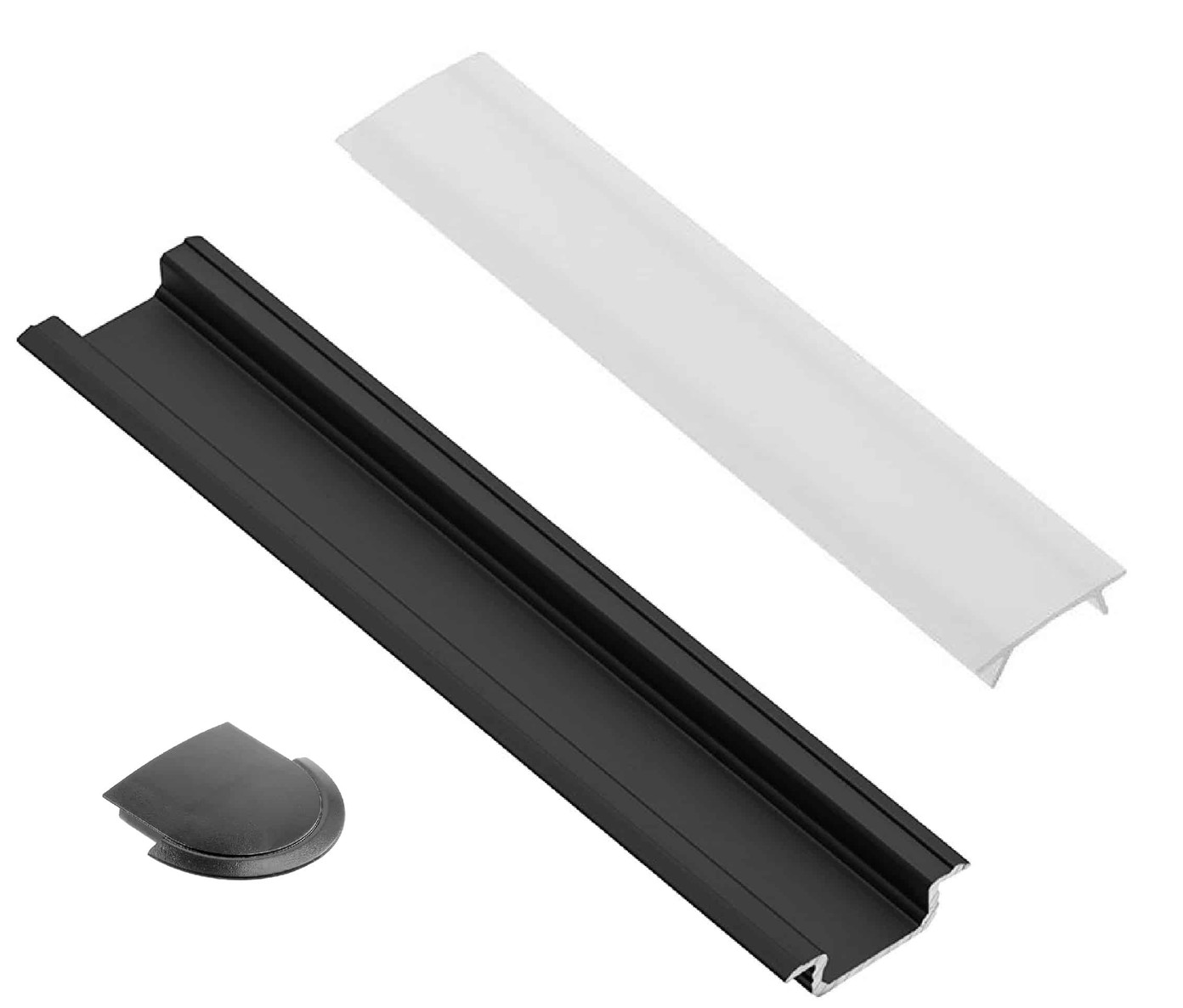 Profilis LED juostoms EUROLIGHT AL-R1-B, aliuminis, įfrezuojamas, juodos sp., anoduotas,1m-0