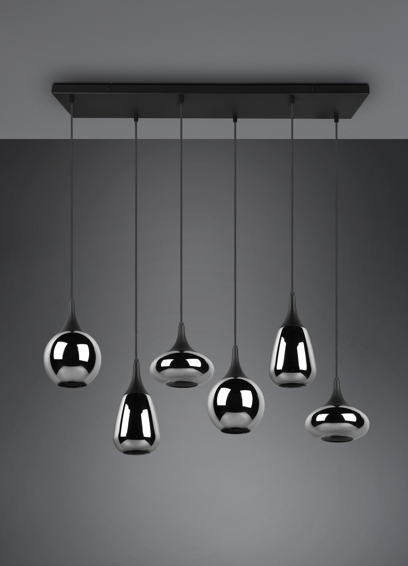 Pakabinamas šviestuvas TRIO LUMINA, 6 x E14, max 40W, juodos sp., 93,8 x 24,5 x h150 cm - 5