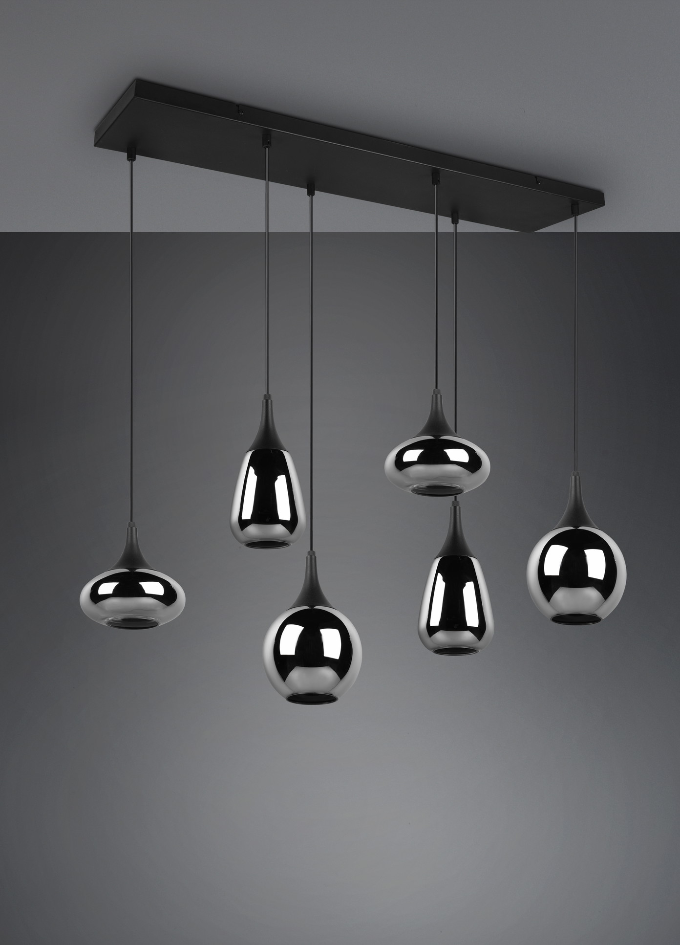 Pakabinamas šviestuvas TRIO LUMINA, 6 x E14, max 40W, juodos sp., 93,8 x 24,5 x h150 cm - 4