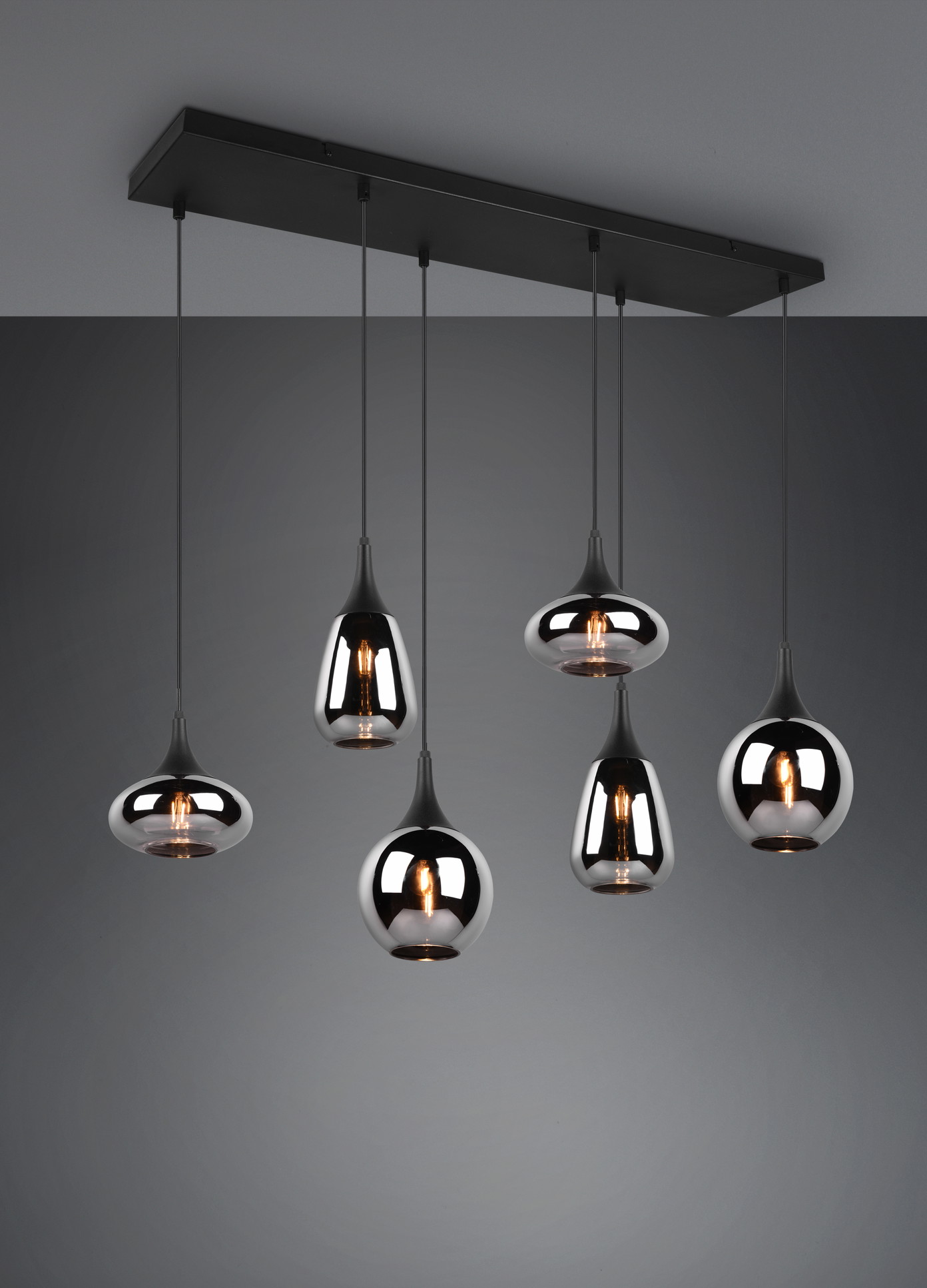 Pakabinamas šviestuvas TRIO LUMINA, 6 x E14, max 40W, juodos sp., 93,8 x 24,5 x h150 cm - 8