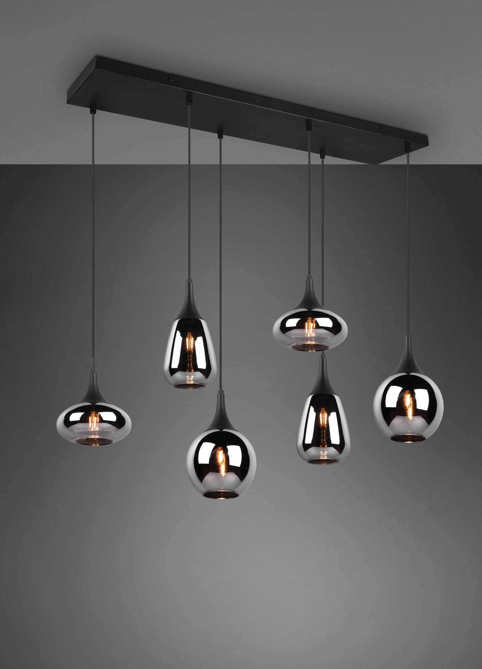 Pakabinamas šviestuvas TRIO LUMINA, 6 x E14, max 40W, juodos sp., 93,8 x 24,5 x h150 cm - 8