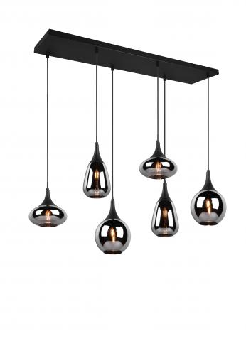 Pakabinamas šviestuvas TRIO LUMINA, 6 x E14, max 40W, juodos sp., 93,8 x 24,5 x h150 cm-0