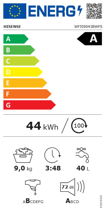 Skalbyklė HISENSE WF5i9043BWFS, 9 kg - 6