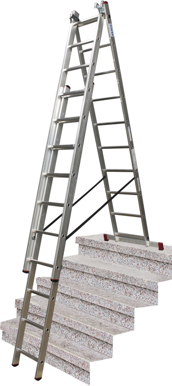 Kopėčios CORDA TR 033406, 3 x 10, aliumininės, universalios, pastatomos ant laiptų-1