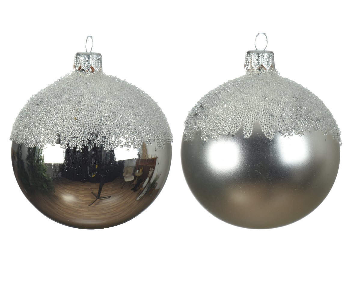 Kalėdinis eglės žaisliukas GLASS SUGAR, sidabrinės sp., 2 rūšių, 8 cm, 1 vnt.
