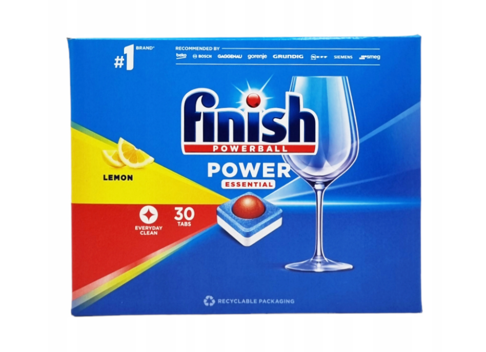 Indaplovių tabletės FINISH Powerball Power Essential, citrinų kvapo, 30 vnt.