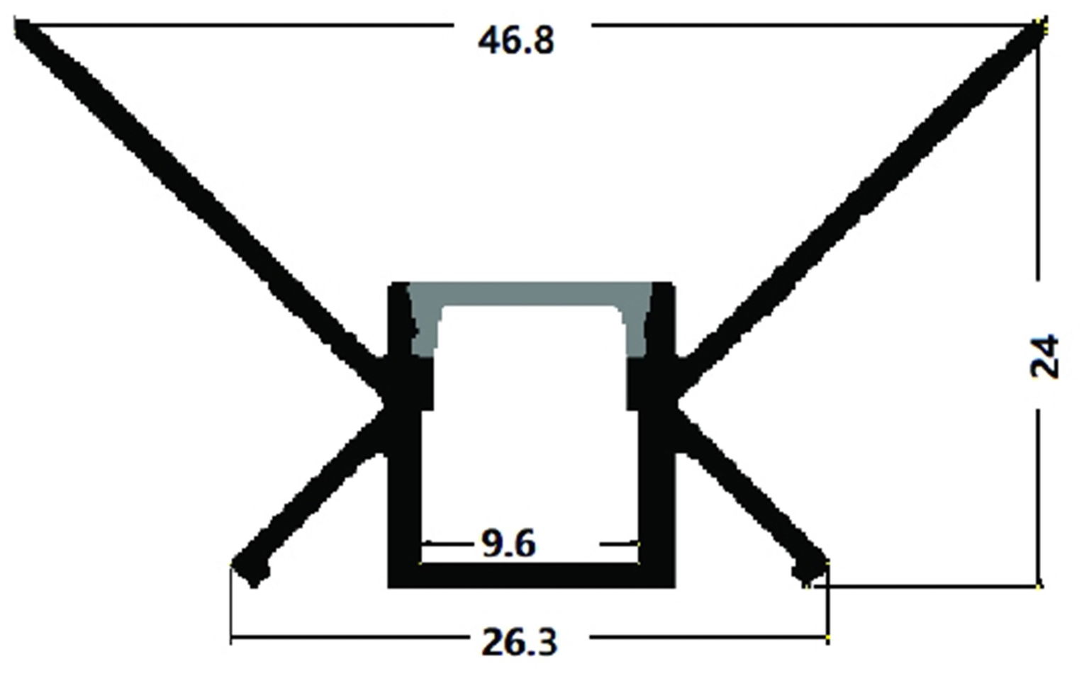 Profilis LED juostoms AVIDE, glaistomas, vidinio kampo dangtelis juodas 1 cm pločio, 1m - 3