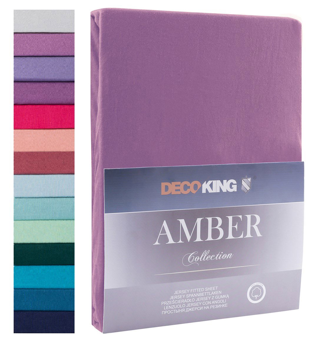Jersey paklodė su guma Decoking AMBER Violet, 200x220 cm - 2