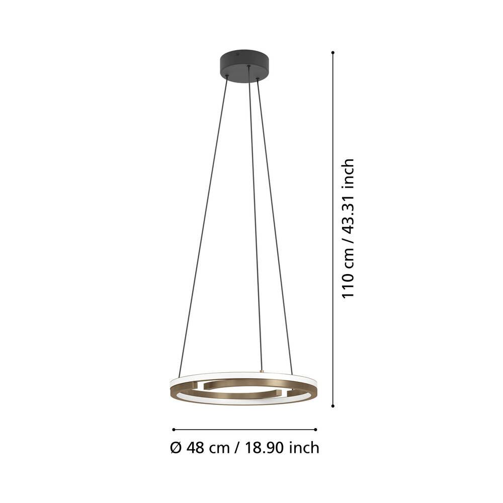 Pakabinamas LED šviestuvas EGLO MEZZOMONTE, 20W CCT 2700-6500K + TW, 3200lm DIM, Ø48x110cm, su pultu - 4