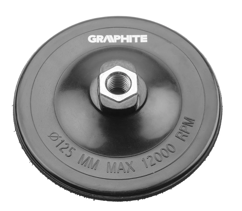 Šlifavimo diskelių padas GRAPHITE, 125 mm, M14, Velcro