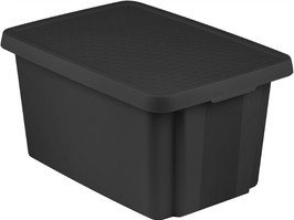 Daiktų laikymo dėžė su dangčiu CURVER ESSENTIALS, juodos spalvos , h30 x 57 x 40 cm, 45 L