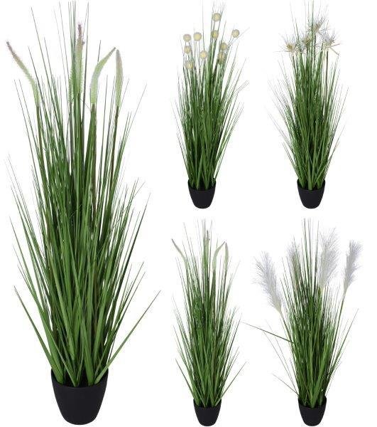 Dirbtinis augalas vazonėlyje GRASS, žalios sp., 4 rūšys