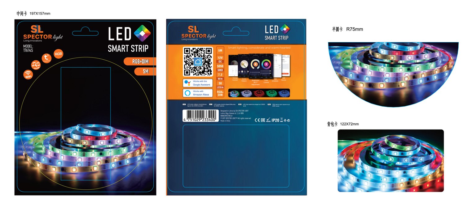 LED juostos rinkinys SPECTOR LIGHT MUSIC, IP44, RGB+DIM, 36W, 30LED/m, TUYA Wi-Fi + pultelis, 5 m