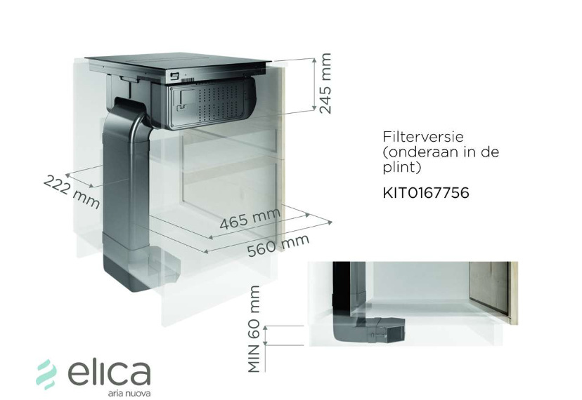 Gartraukio priedas ELICA Recycling kit plinth-in for Nikolatesla FIT / FIT 3Z / FIT XL / PRIME S / ALPHA, su filtrais-0