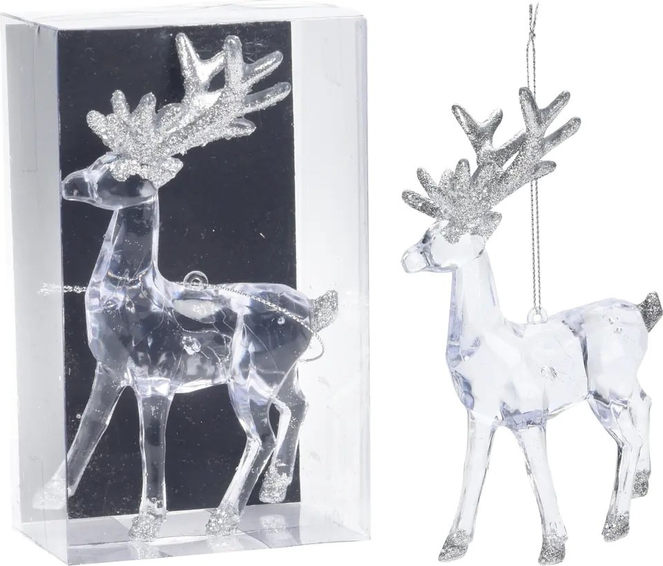 Pakabinama kalėdinė dekoracija DEER, sidabrinės sp., 9 x 10 cm, 1 vnt