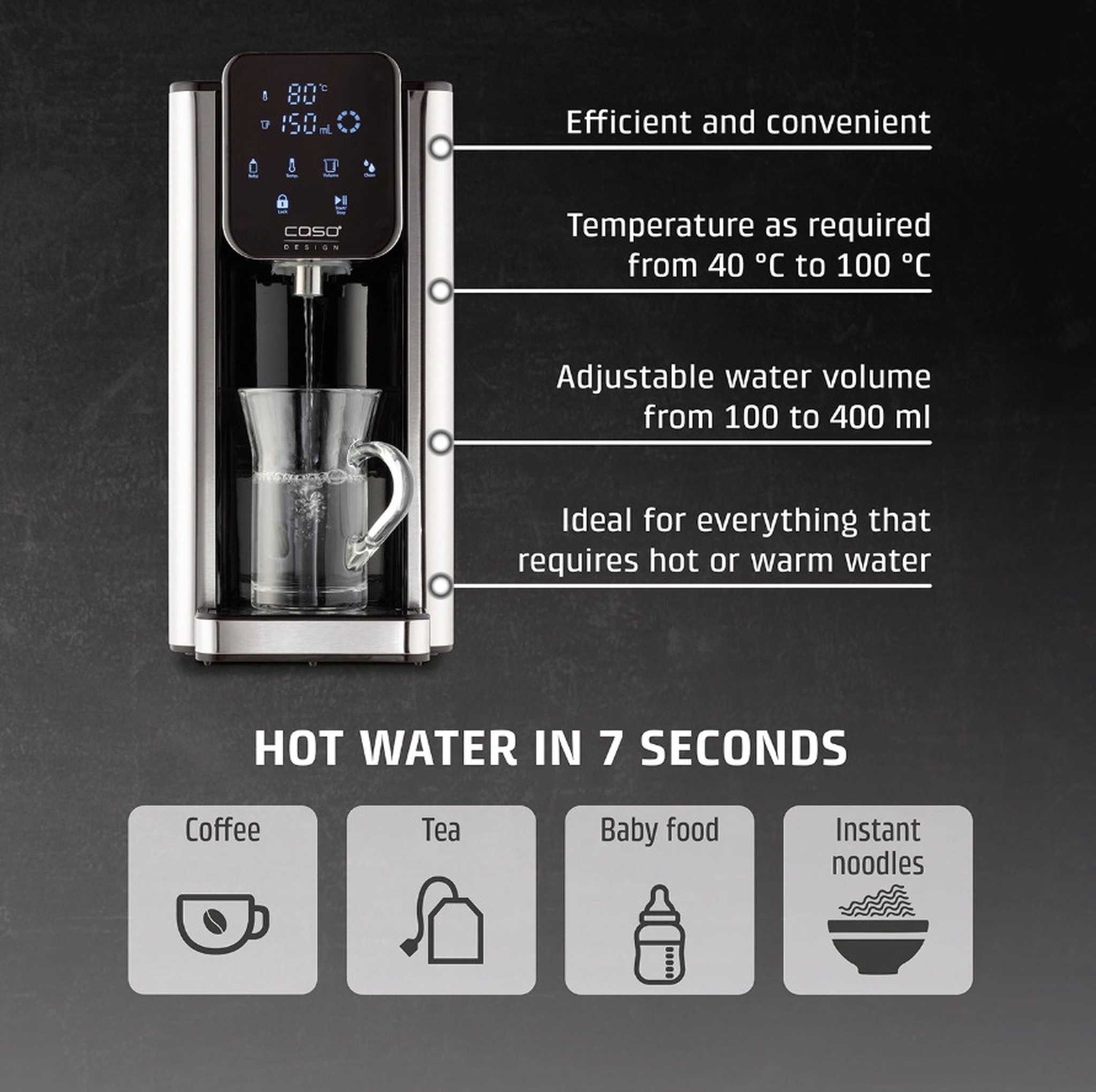 Karšto vandens dispenseris CASO HW 666 Inox, 2600 W, 2.7 l - 3