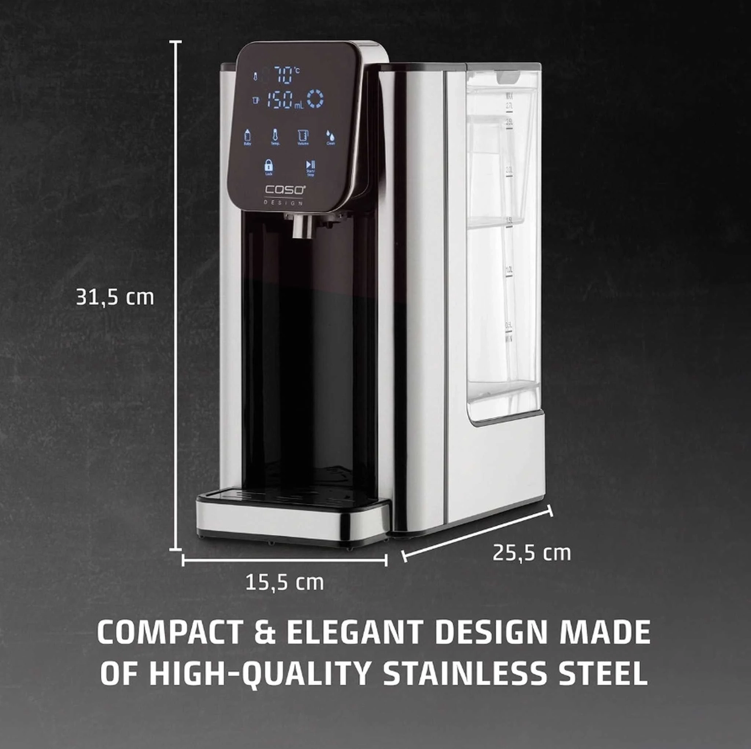 Karšto vandens dispenseris CASO HW 666 Inox, 2600 W, 2.7 l-1
