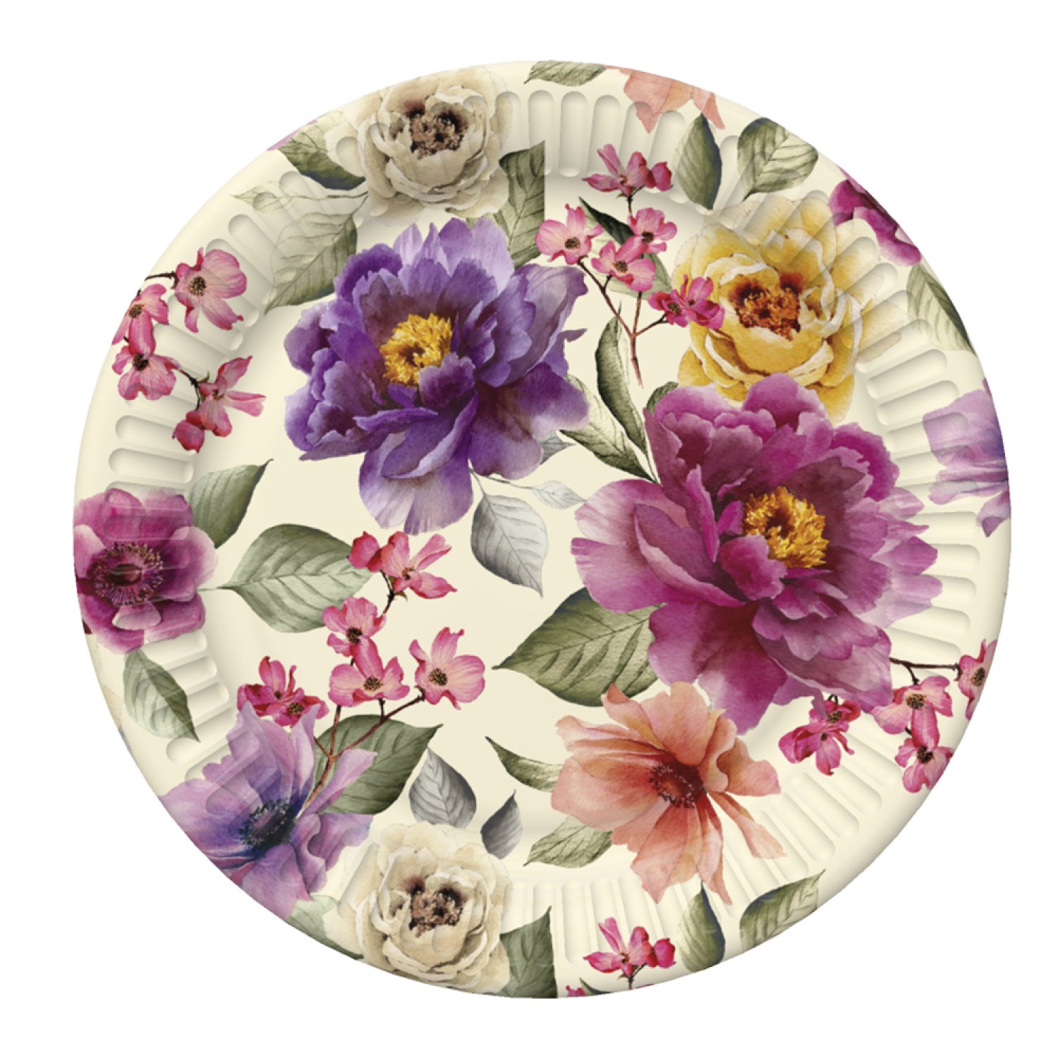 Vienkartinės popierinės lėkštės ILAJA BLOSSOM, 18 cm, 8 vnt-0