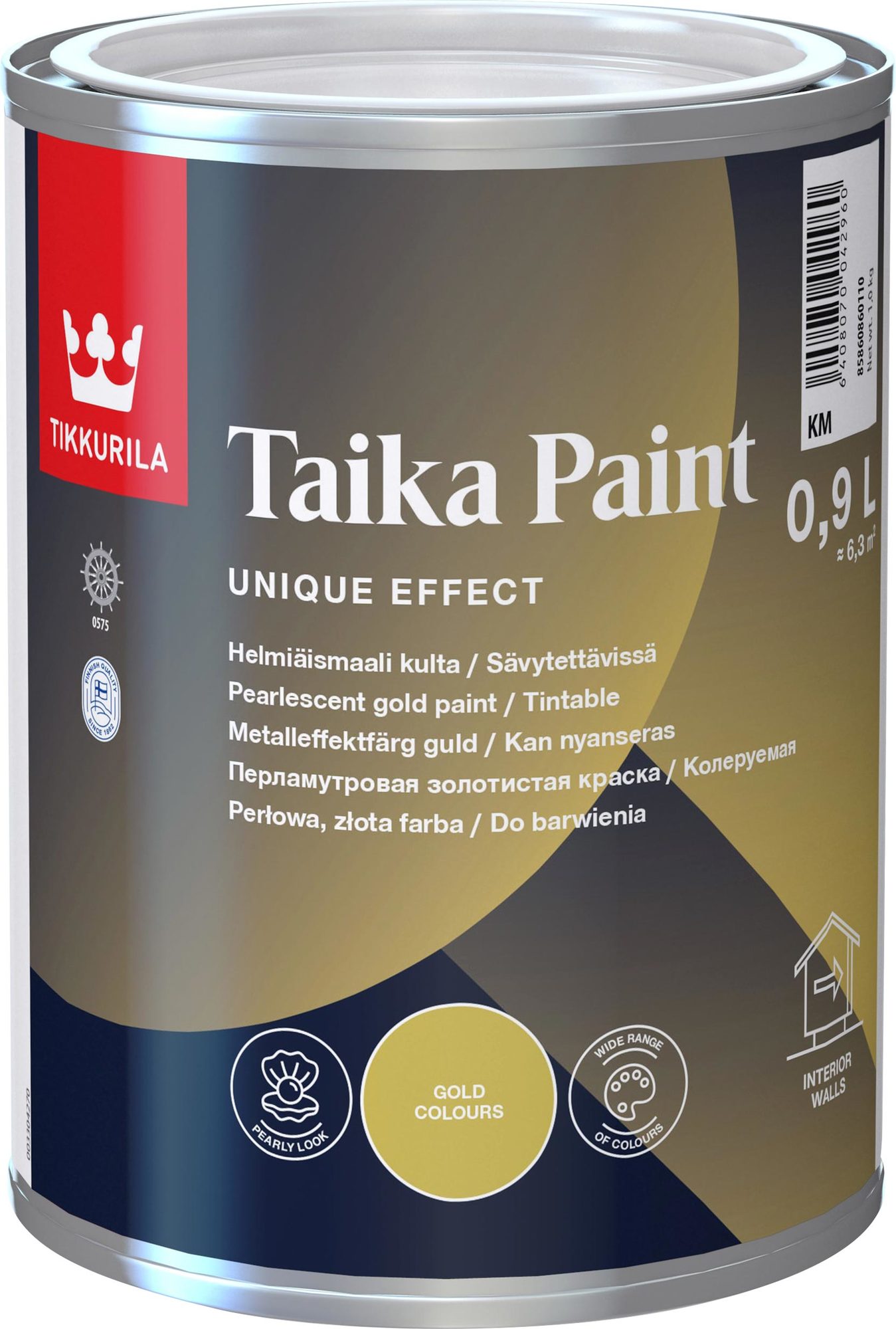 Dažai su perlamutro efektu TIKKURILA TAIKA PEARL, auksinė, 0,9 l-0