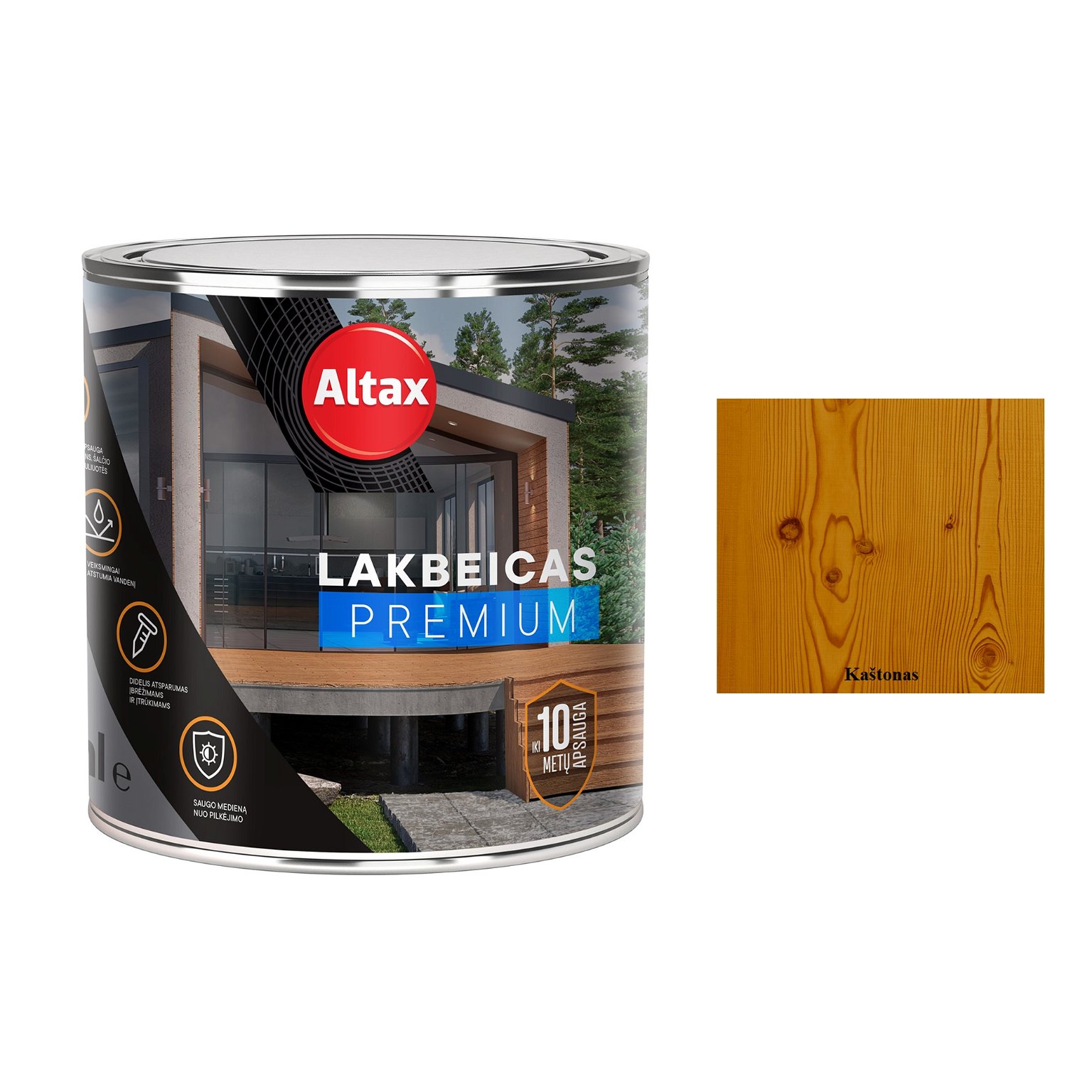Medienos lakas su beicu ALTAX Premium kaštono sp., 250 ml